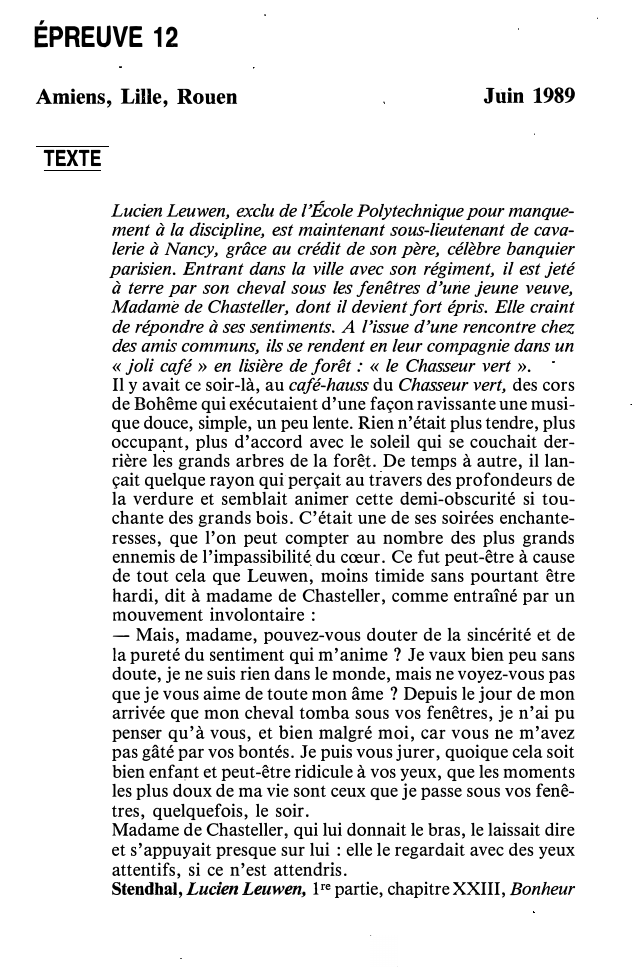 Prévisualisation du document Stendhal, Lucien Leuwen, 1re partie, chapitre XXIII, Bonheur