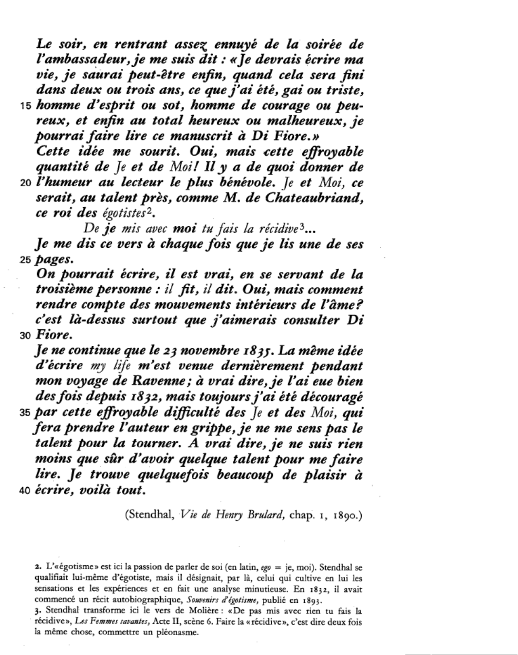 Prévisualisation du document Stendhal, Vie de Henry Brulard: commentaire