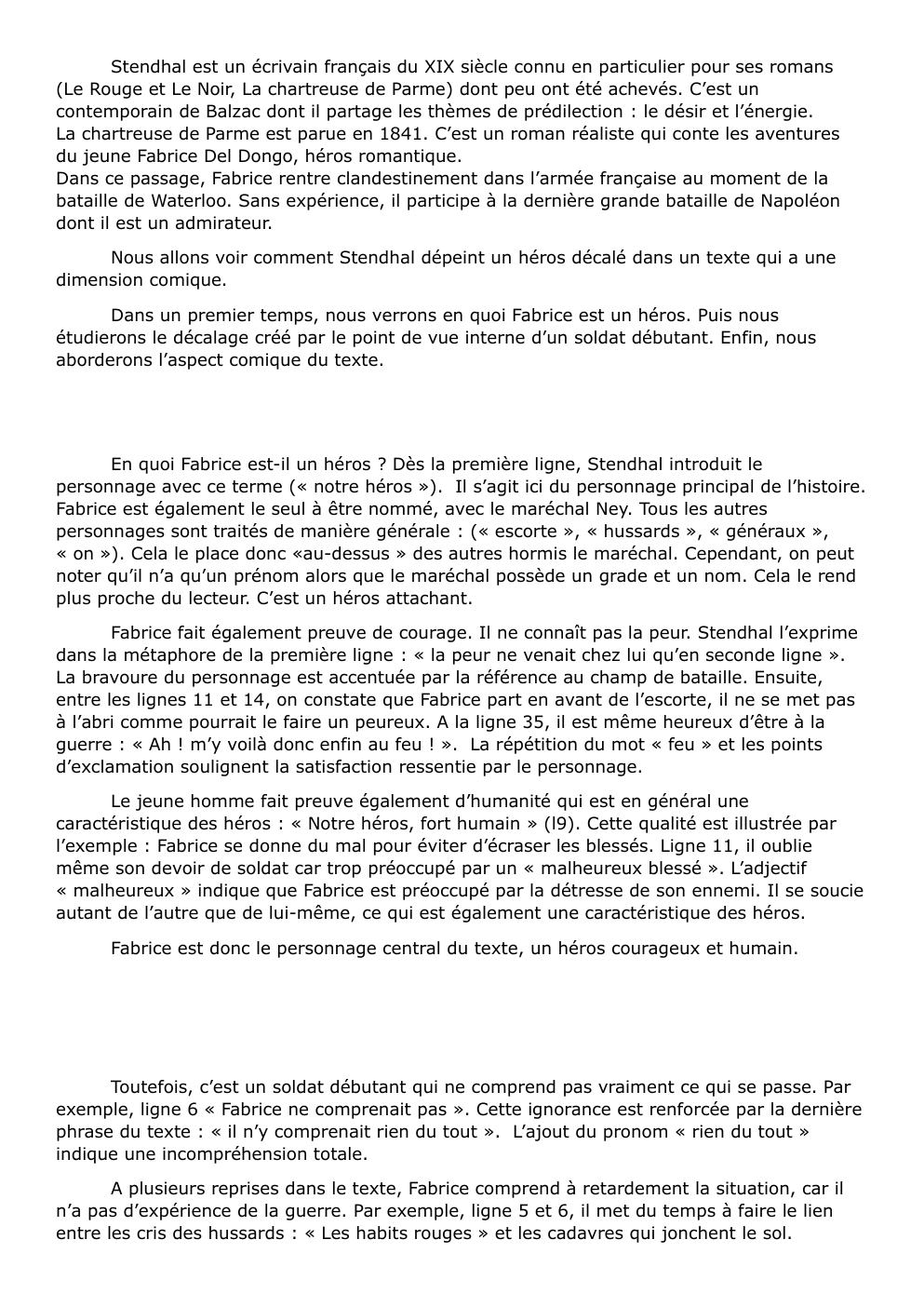 Prévisualisation du document Stendhal Waterloo - Commentaire de texte - Français: La chartreuse de Parme