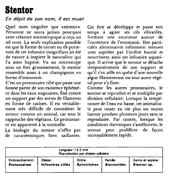 Prévisualisation du document Stentor:En dépit de son nom, il est muet.