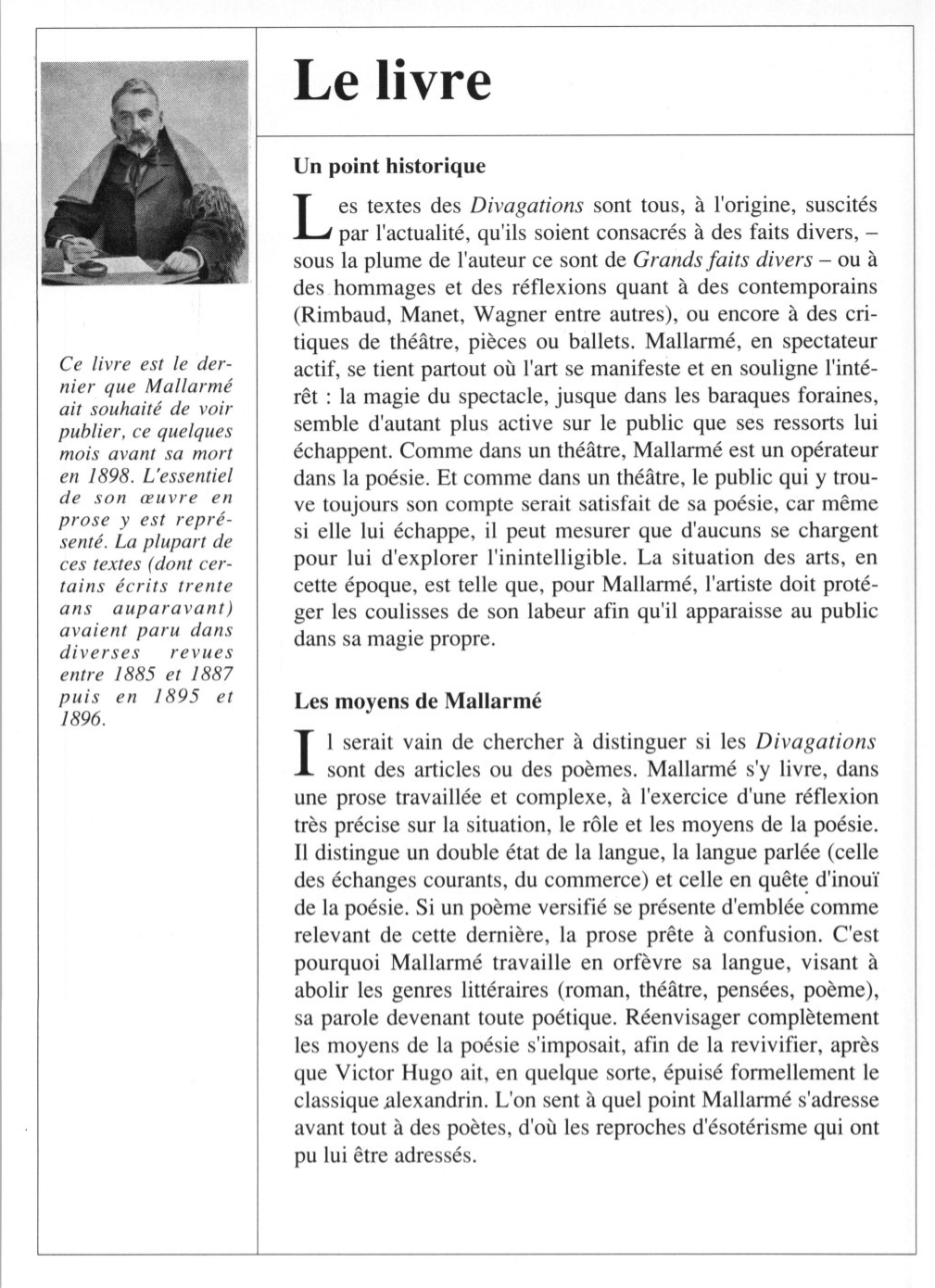 Prévisualisation du document Stéphane MALLARMÉ : Divagations
