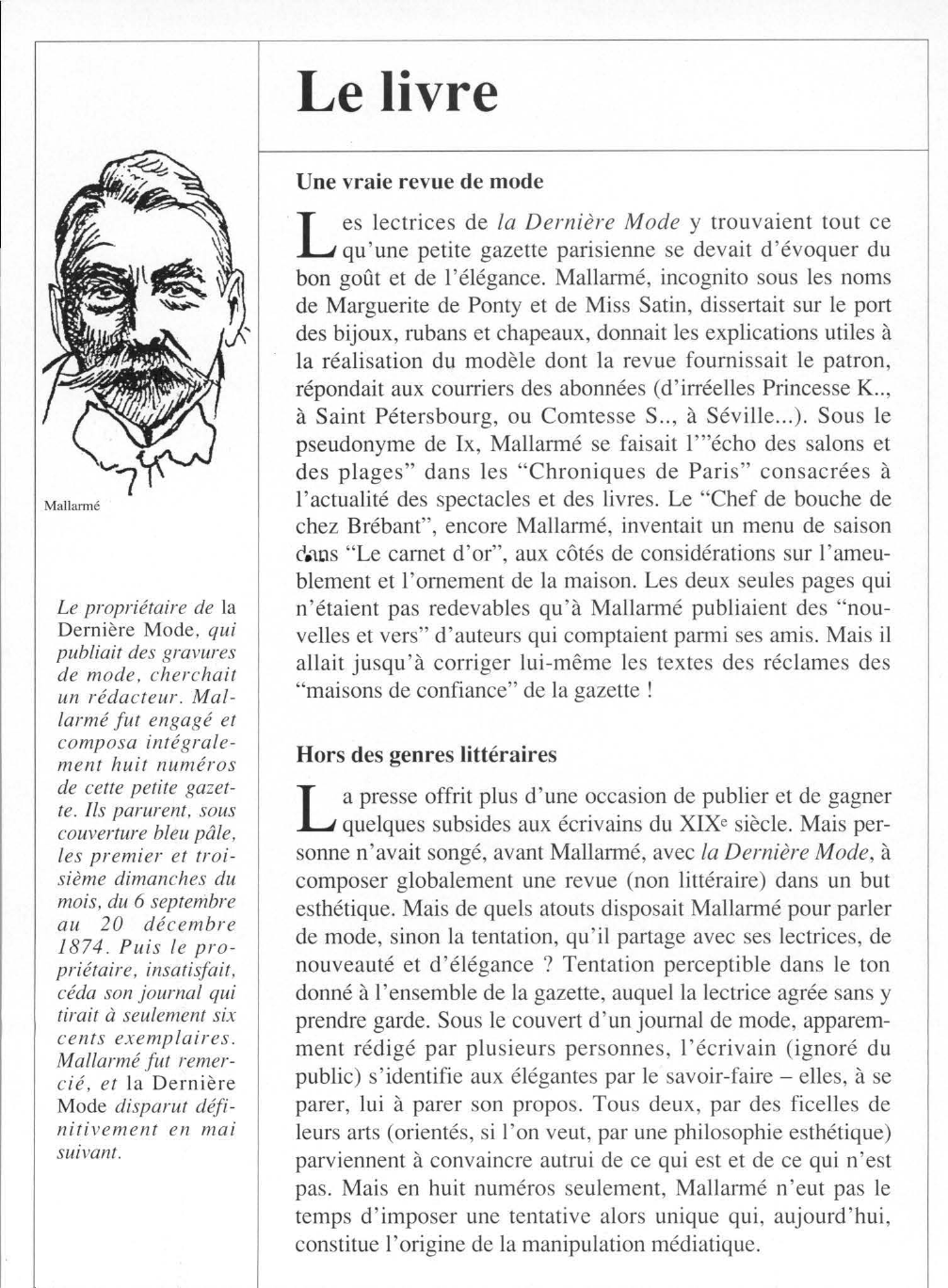 Prévisualisation du document Stéphane MALLARMÉ : La Dernière Mode