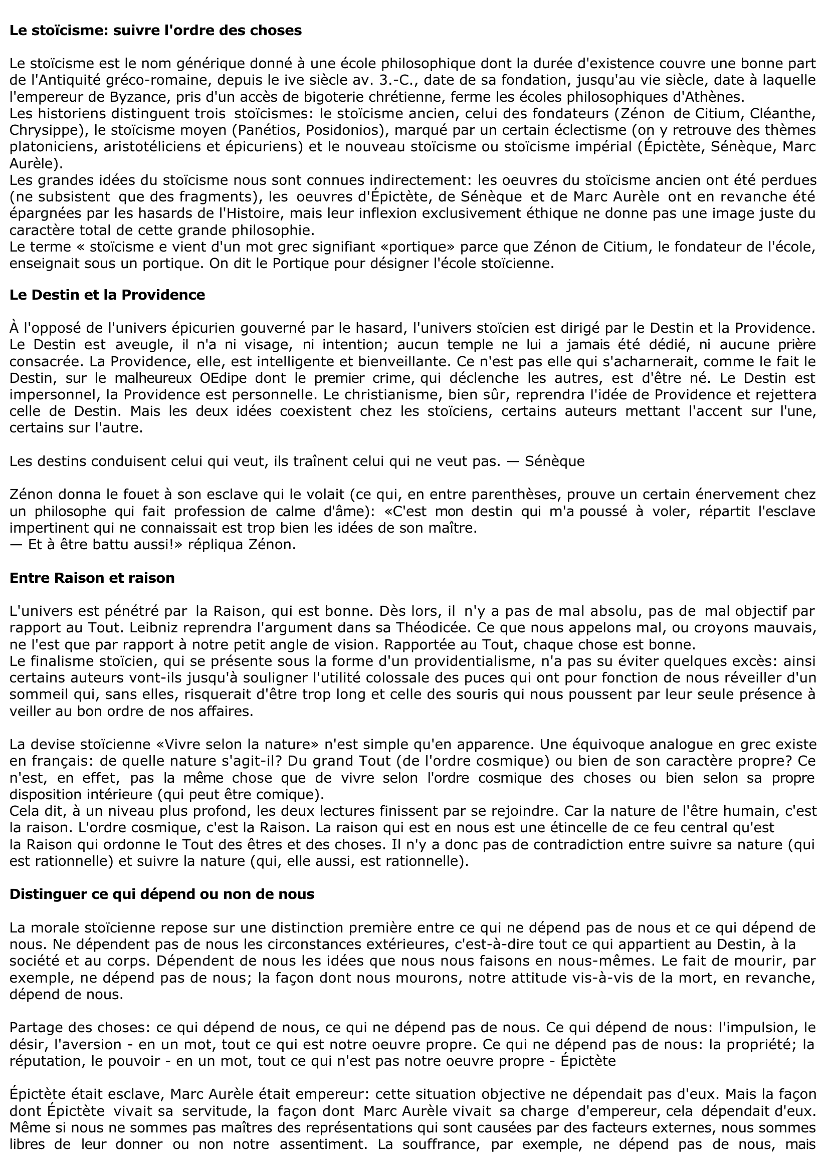 Prévisualisation du document Stoïcisme: Le bonheur est la maîtrise de ce qui dépend de nous