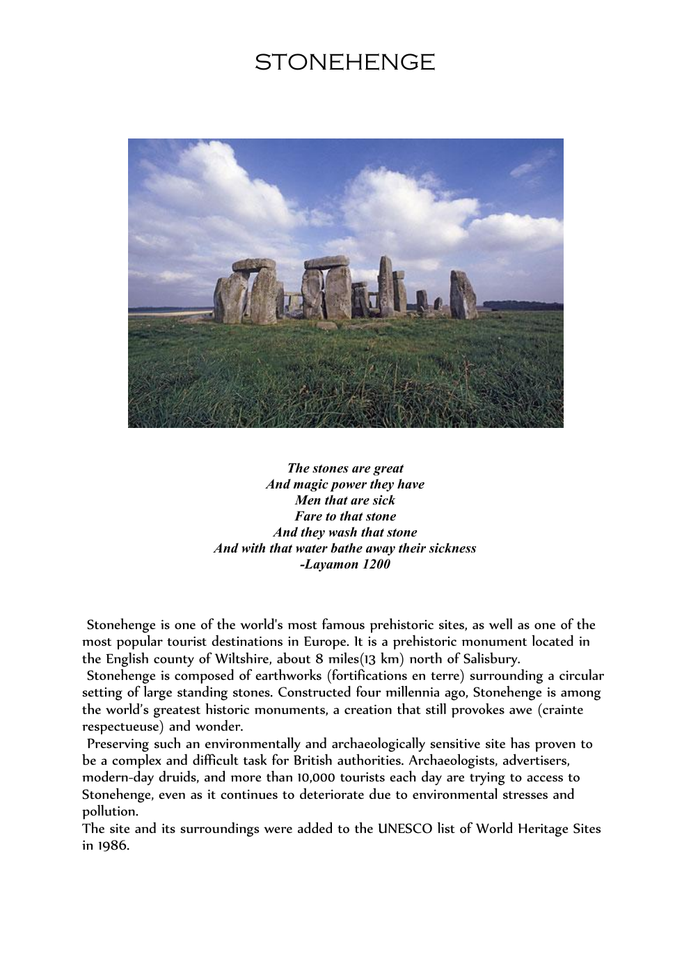 Prévisualisation du document Stonehenge