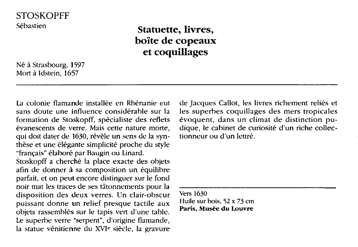Prévisualisation du document STOSKOPFF Sébastien : Statuette, livres, boîte de copeaux et coquillages