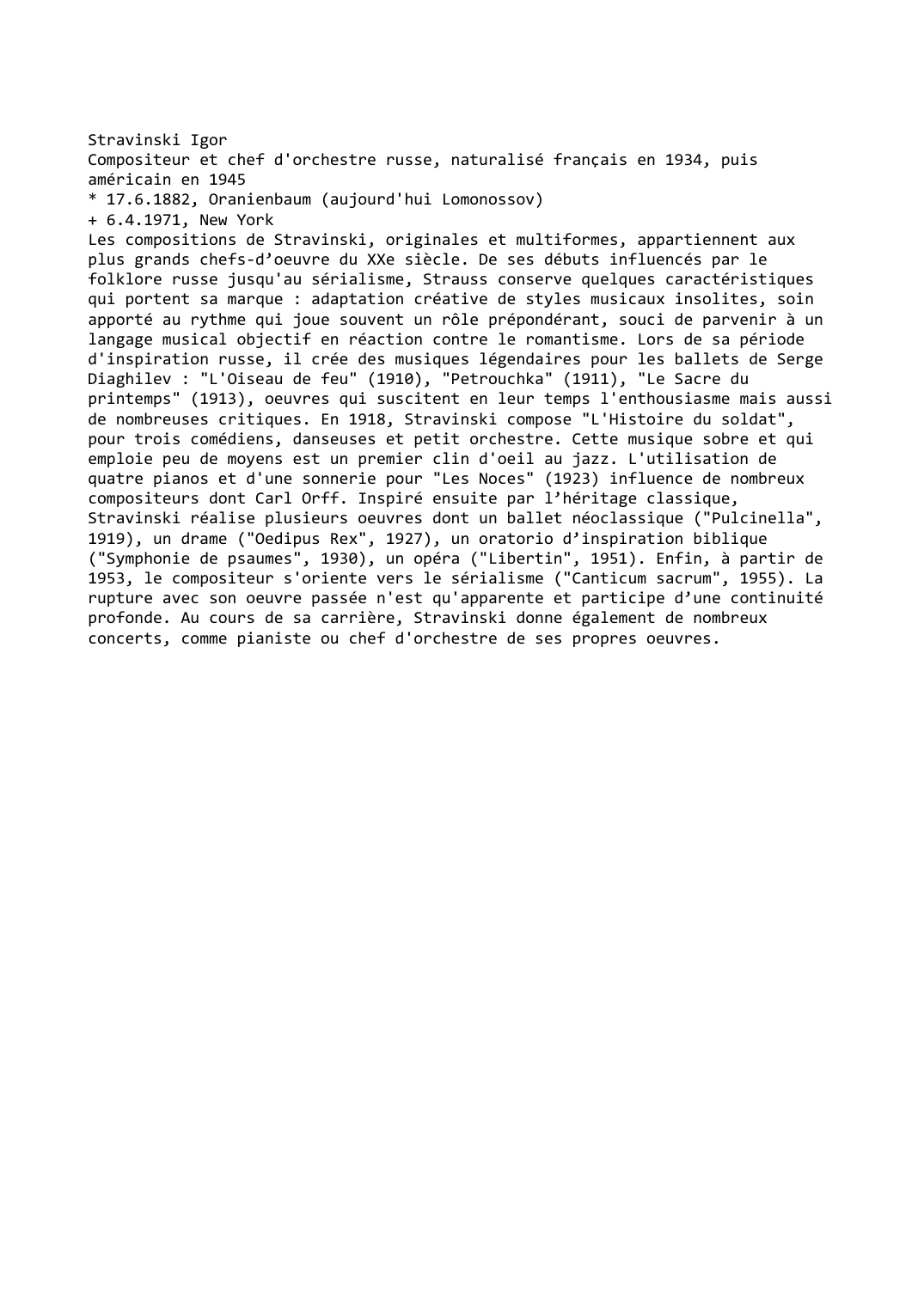 Prévisualisation du document Stravinski Igor