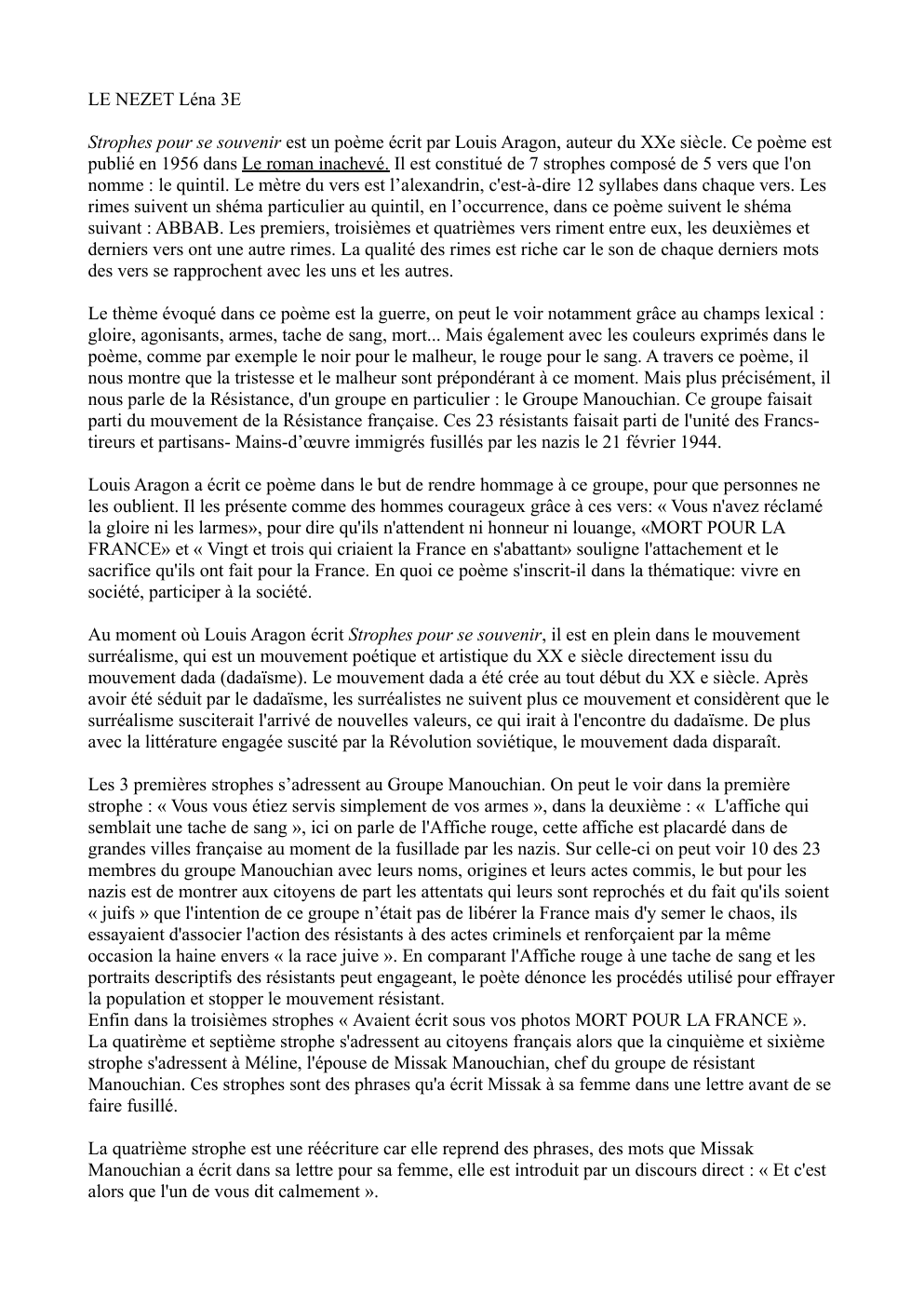 Prévisualisation du document Strophe pour se souvenir par Louis Aragon