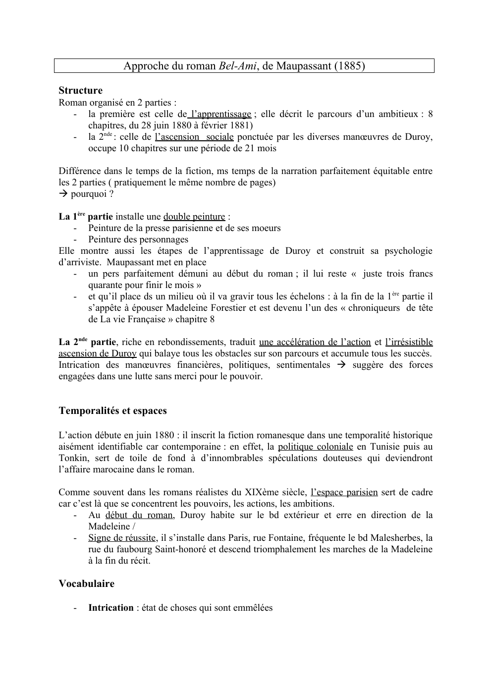 Prévisualisation du document Structure du roman Bel-Ami Maupassant