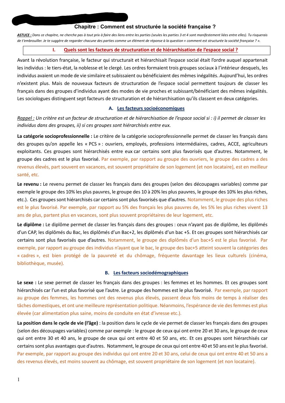Prévisualisation du document Structure sociale Chapitre : Comment est structurée la société française ?