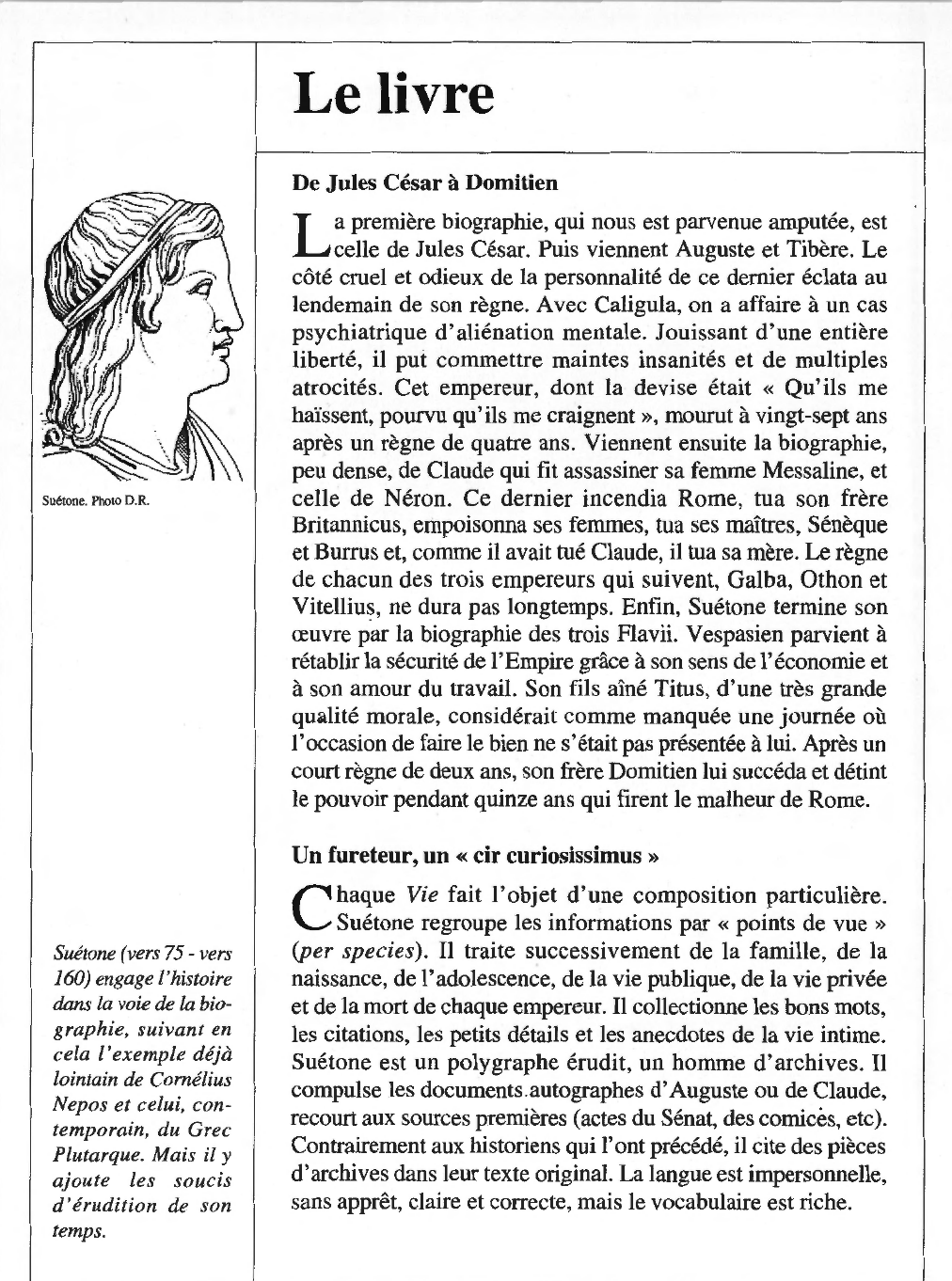 Prévisualisation du document SUÉTONE : La Vie des douze Césars