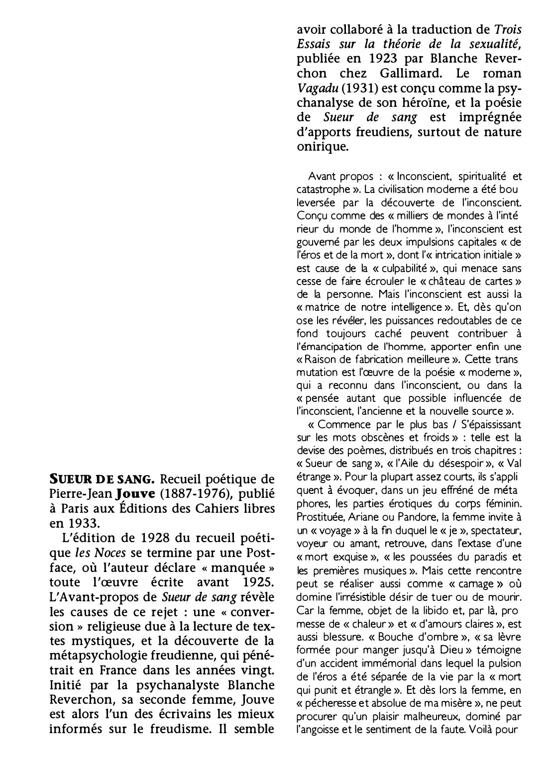 Prévisualisation du document SUEUR DE SANG de Pierre-Jean Jouve (résumé & analyse)