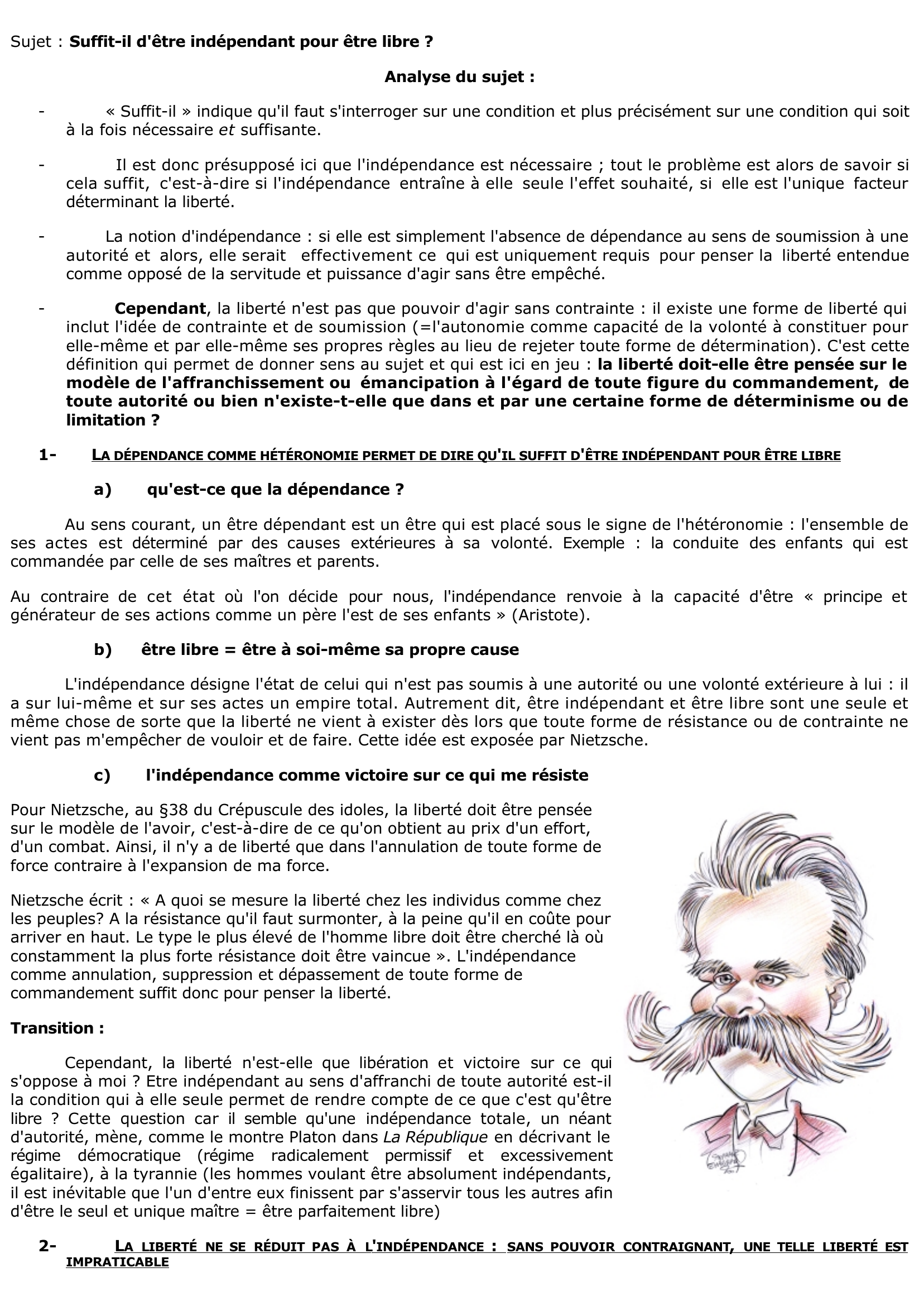 Prévisualisation du document Suffit-il d'être indépendant pour être libre ?