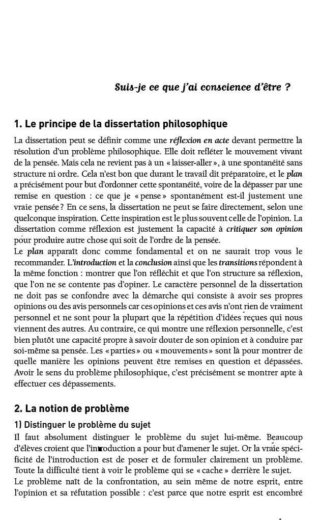 Prévisualisation du document Sui&-je ce que j'ai comcience d'être ?
1. Le principe de la dissertation philosophique
La dissertation peut se définir comme...