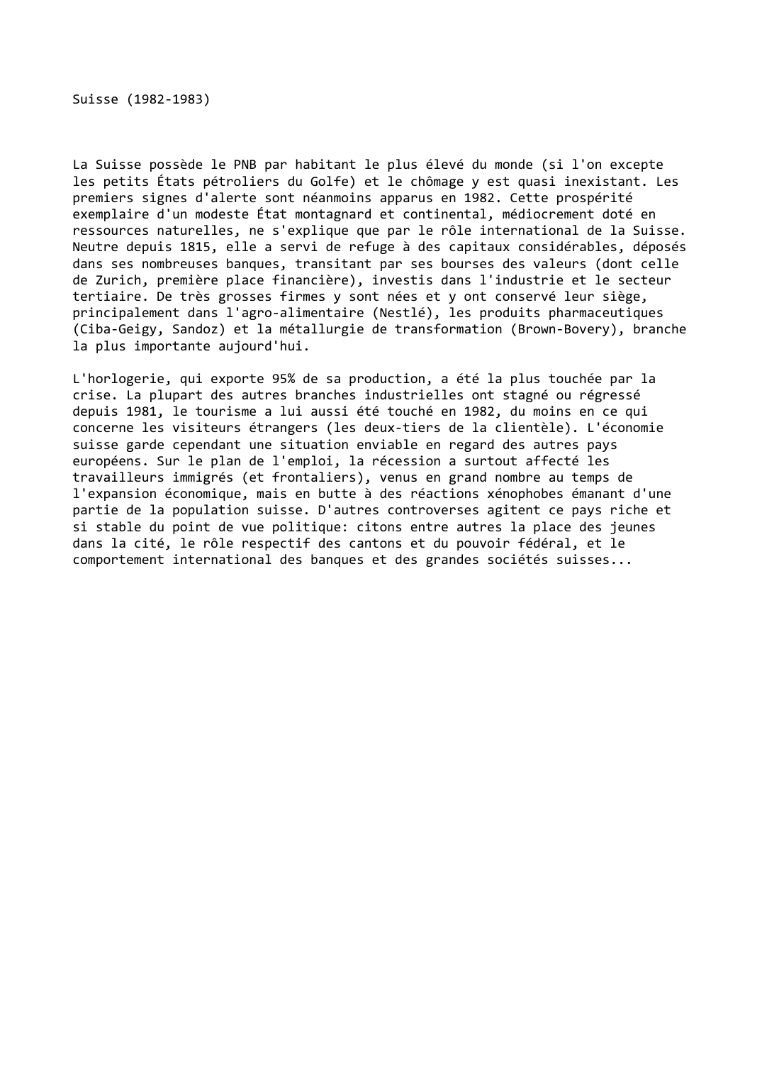 Prévisualisation du document Suisse (1982-1983)