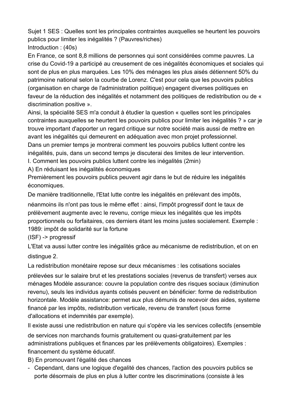 Prévisualisation du document Sujet 1 SES : Quelles sont les principales contraintes auxquelles se heurtent les pouvoirs publics pour limiter les inégalités ? (Pauvres/riches)