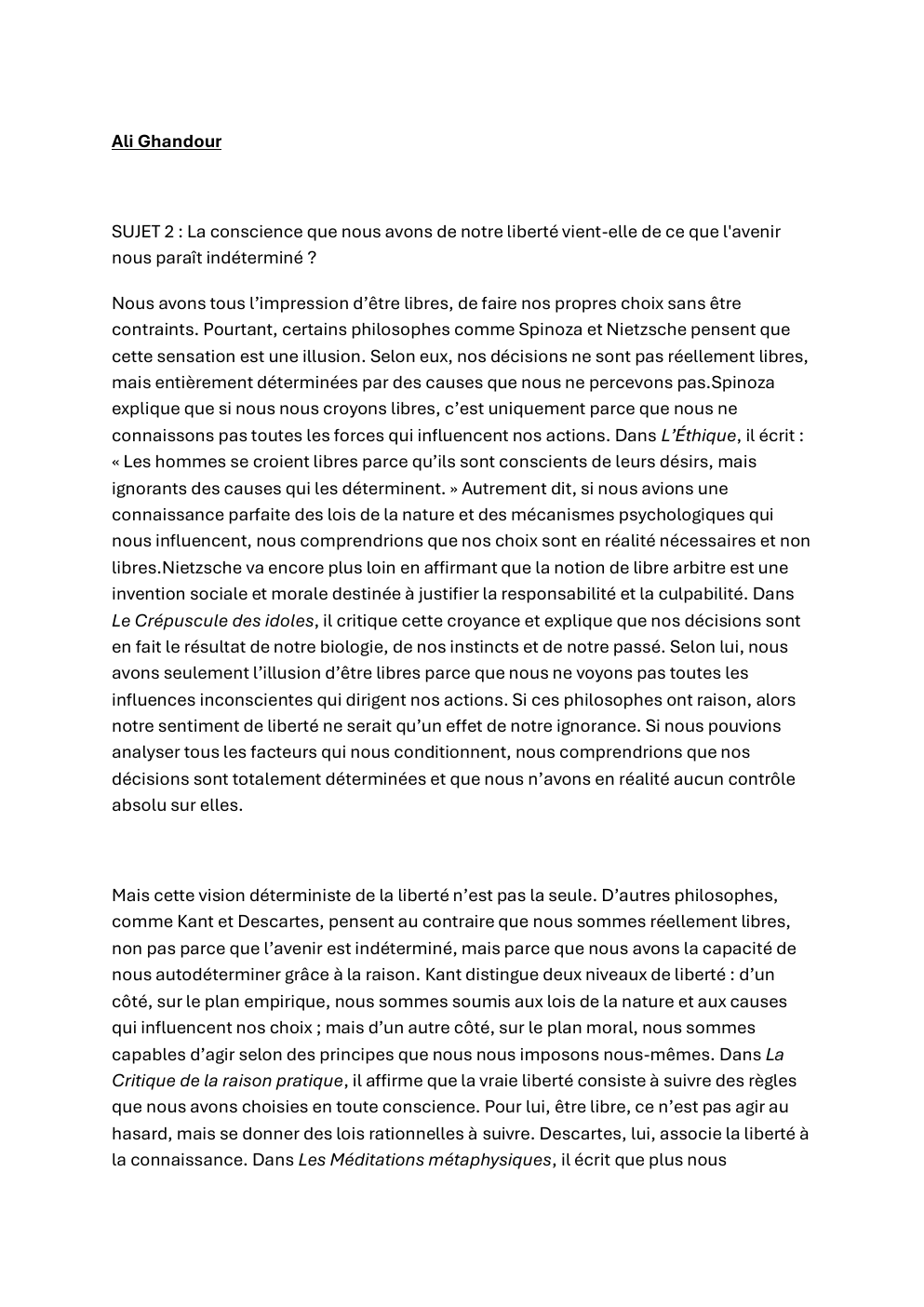 Prévisualisation du document SUJET 2 : La conscience que nous avons de notre liberté vient-elle de ce que l'avenir nous paraît indéterminé ?