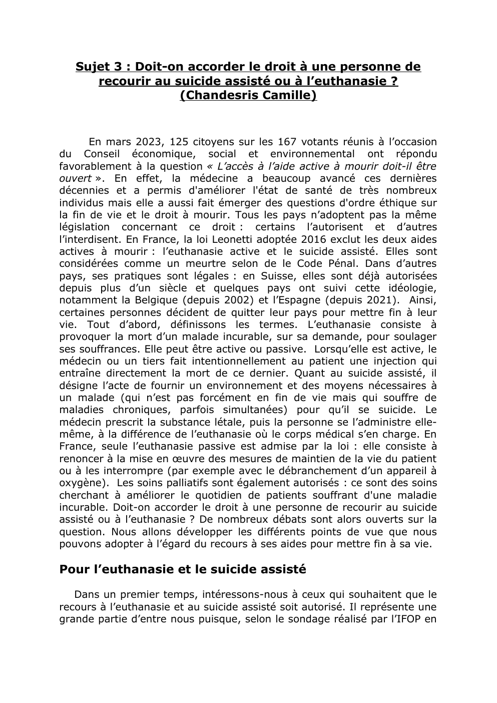 Prévisualisation du document Sujet 3 : Doit-on accorder le droit à une personne de recourir au suicide assisté ou à l’euthanasie ?