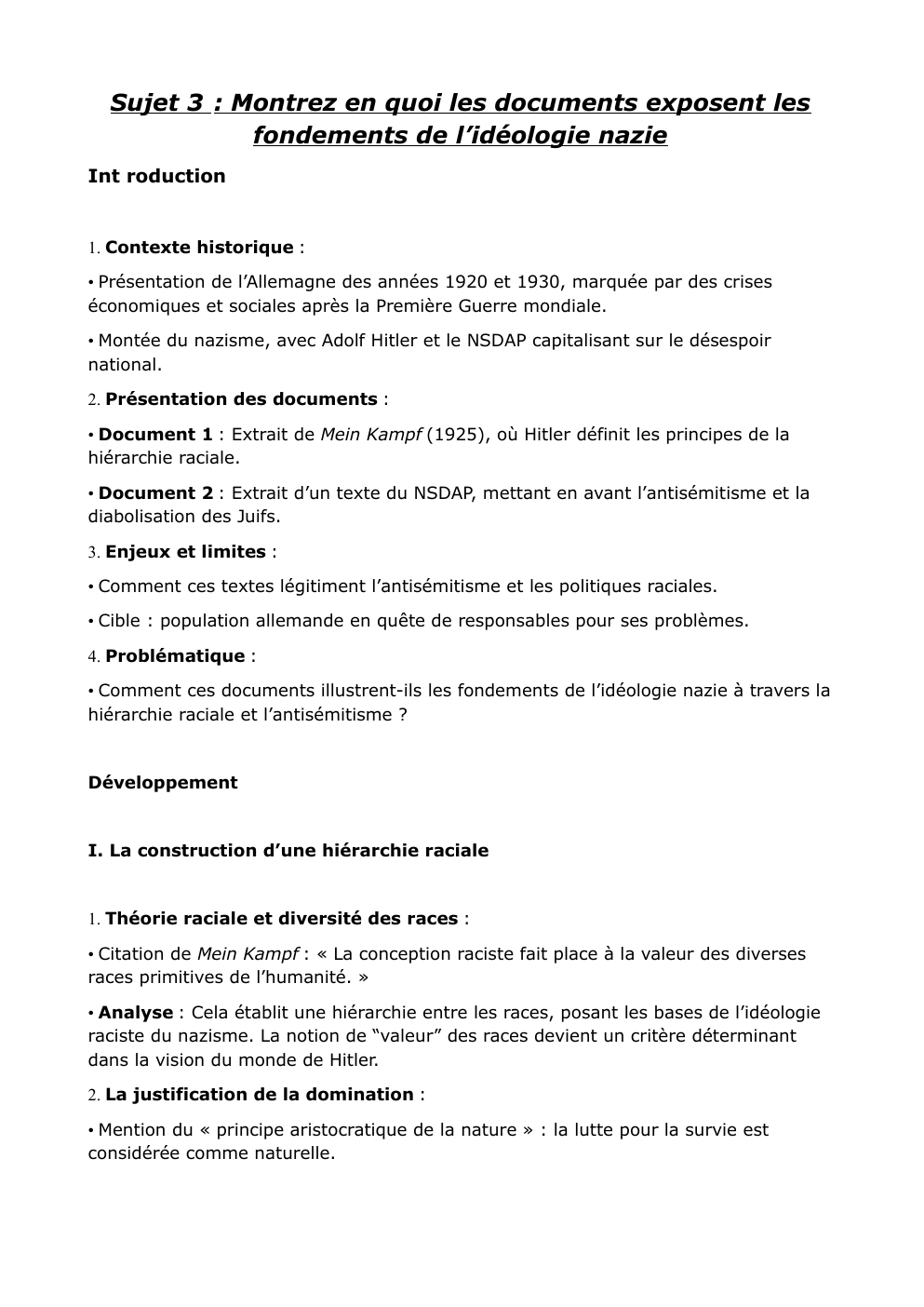 Prévisualisation du document Sujet 3 : Montrez en quoi les documents exposent les fondements de l’idéologie nazie