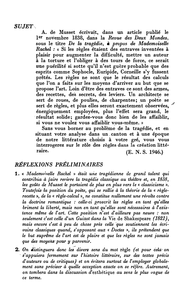 Prévisualisation du document SUJET-,

A. de Musset écriva�t, dans un article publié le

1er novembre 1838, dans la Revue des Deux Mondes,

sous...