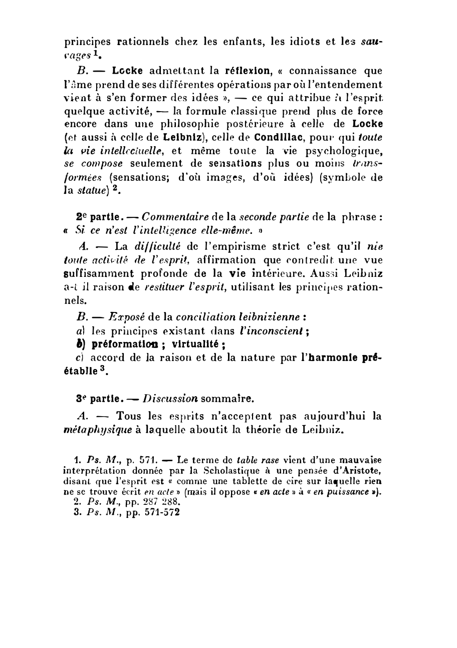 Prévisualisation du document SUJET : Commenter ou discuter cette formule de Leibniz : Il n'y a rien dans l’Intelligence qui n’ait été d’abord dans les sens ; — si ce n’est l’intelligence elle même. PLAN.