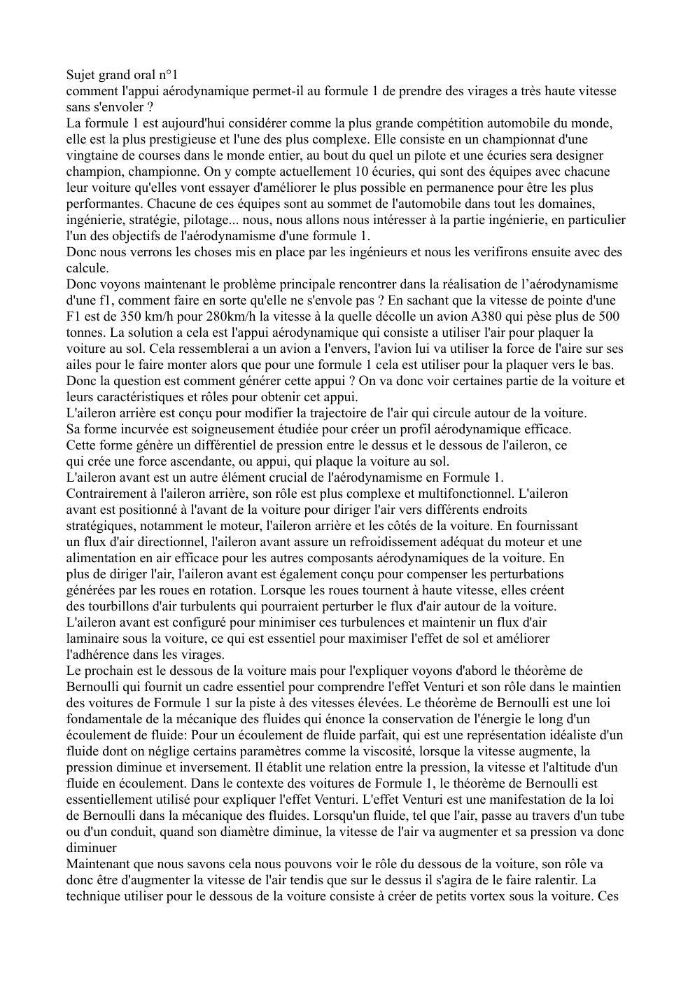 Prévisualisation du document Sujet grand oral n°1 comment l'appui aérodynamique permet-il au formule 1 de prendre des virages a très haute vitesse sans s'envoler ?