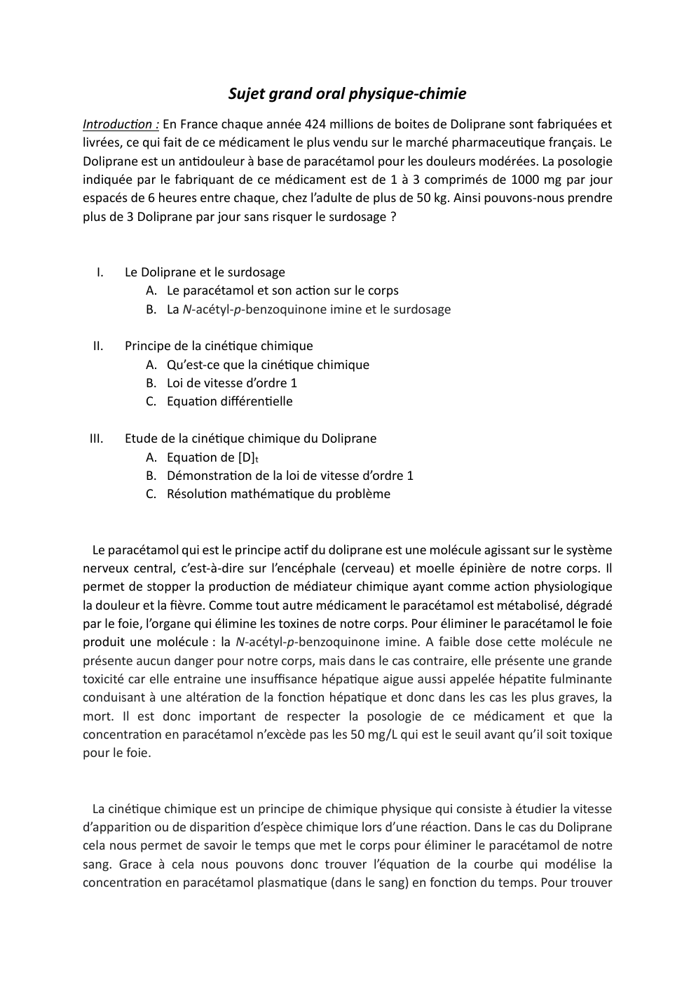 Prévisualisation du document Sujet grand oral physique-chimie: risque surdosage doliprane 16 sur 20
