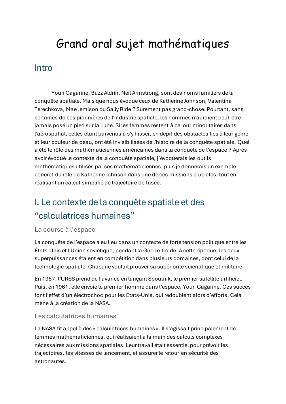 Prévisualisation du document Sujet grand oral: Quel a été le rôle des mathématiciennes américaines dans la conquête de l’espace ?