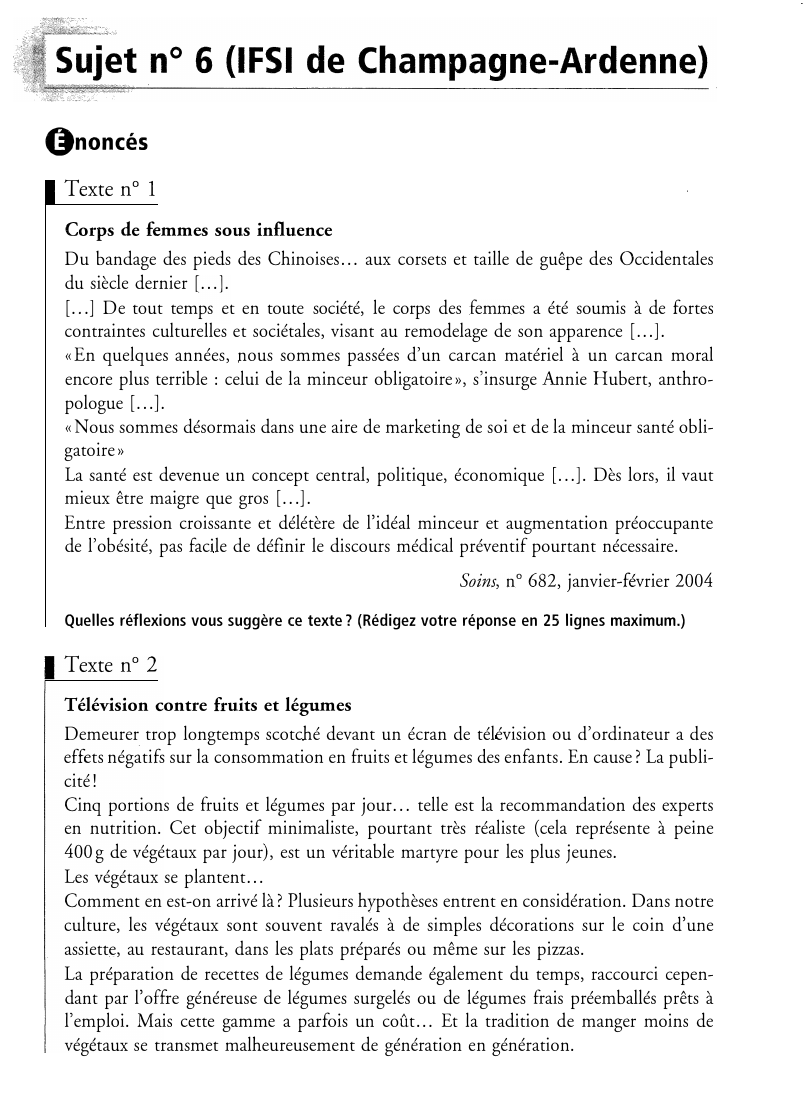 Prévisualisation du document Sujet IFSI de Champagne-Ardenne
