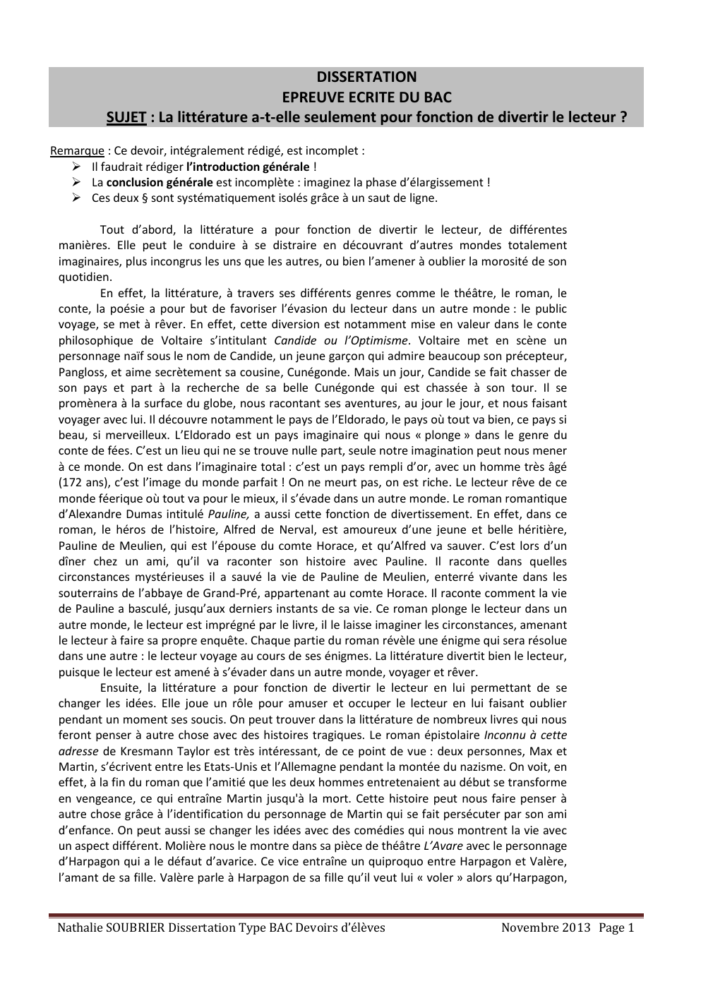 Prévisualisation du document SUJET : La littérature a-t-elle seulement pour fonction de divertir le lecteur ?