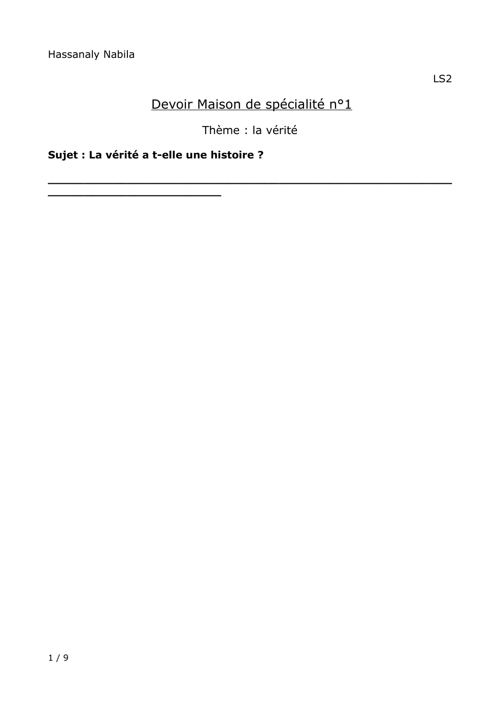 Prévisualisation Prévisualisation du document Sujet : La vérité a t-elle une histoire ?