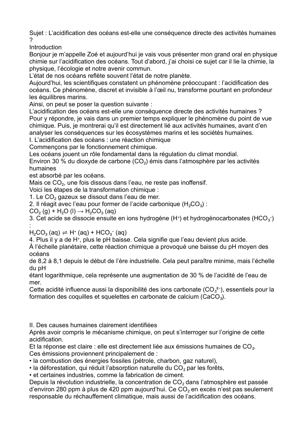 Prévisualisation du document Sujet : L’acidification des océans est-elle une conséquence directe des activités humaines ?