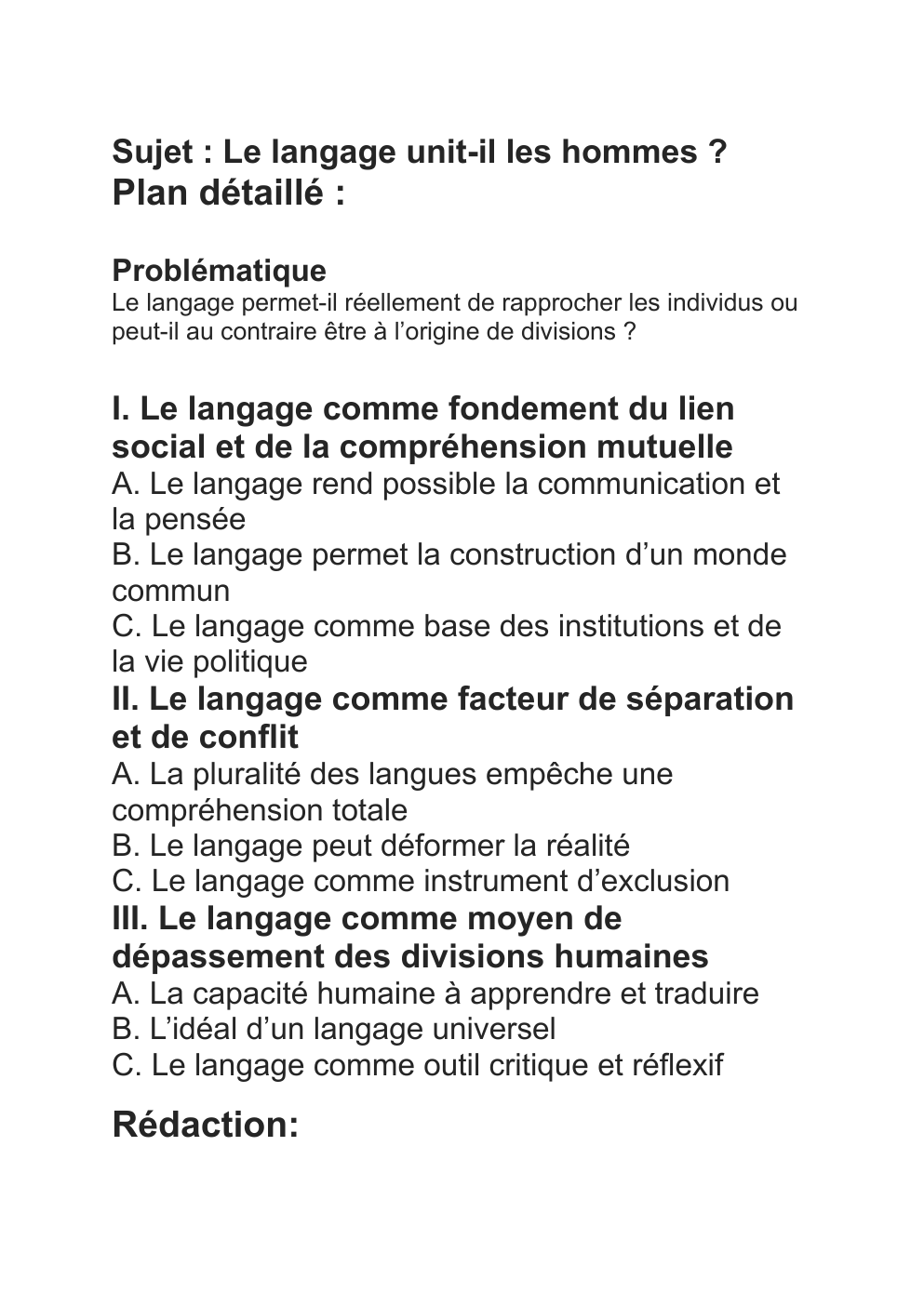 Prévisualisation du document Sujet : Le langage unit-il les hommes ?