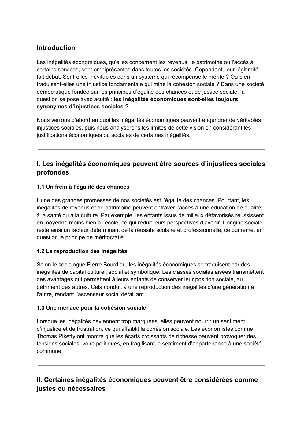 Prévisualisation du document Sujet : Les inégalités économiques sont-elles toujours synonymes d’injustices sociales ?