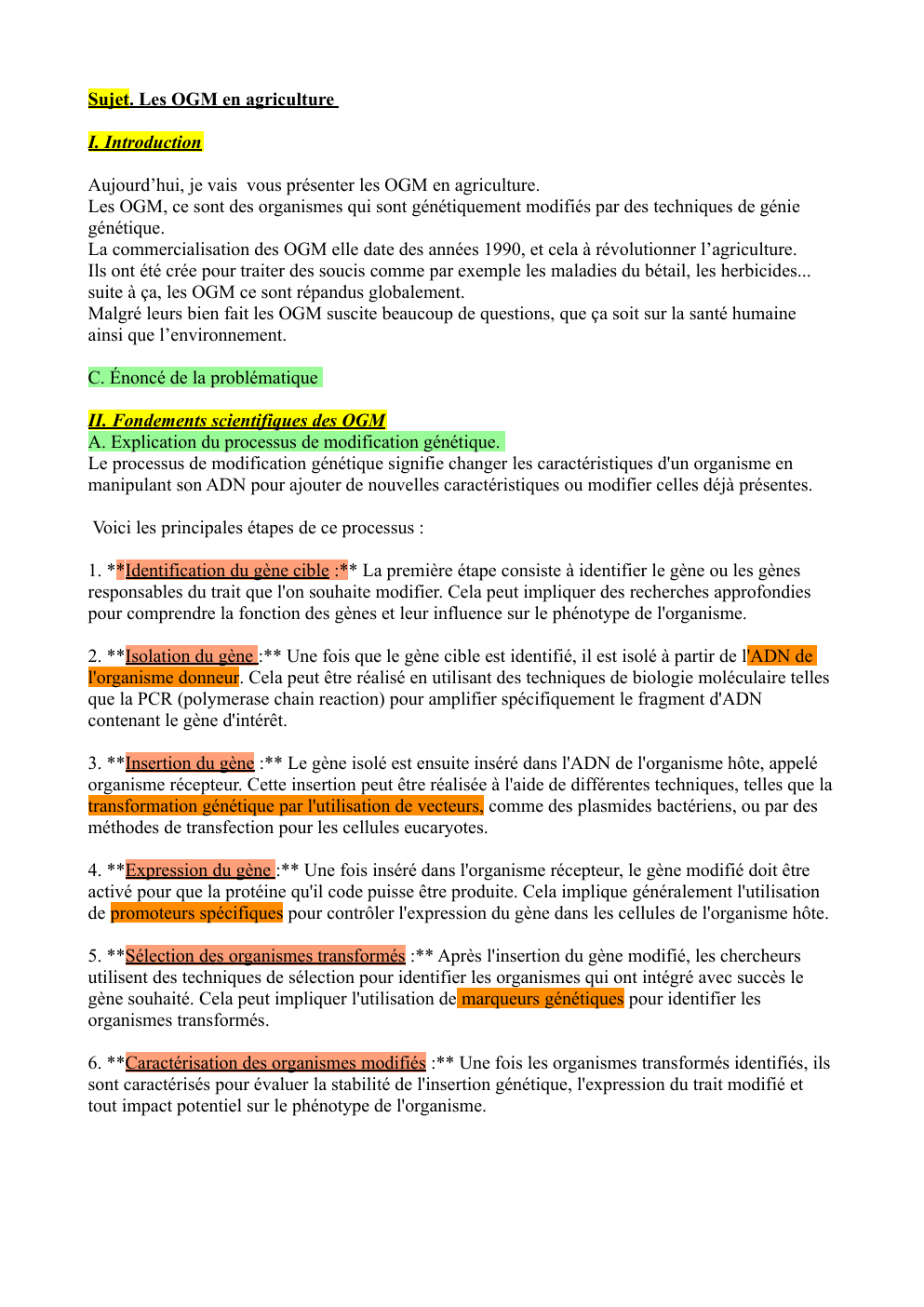 Prévisualisation du document Sujet. Les OGM en agriculture