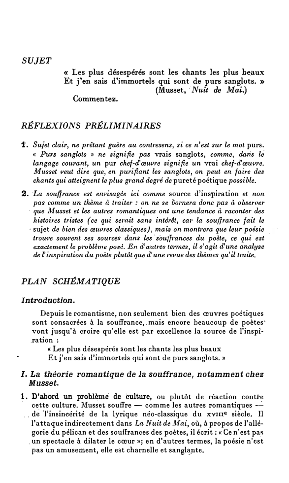 Prévisualisation du document SUJET
« Les plus désespérés sont les chants les plus be.aux
Et j'en sais d'immortels qui sont de purs sanglots....