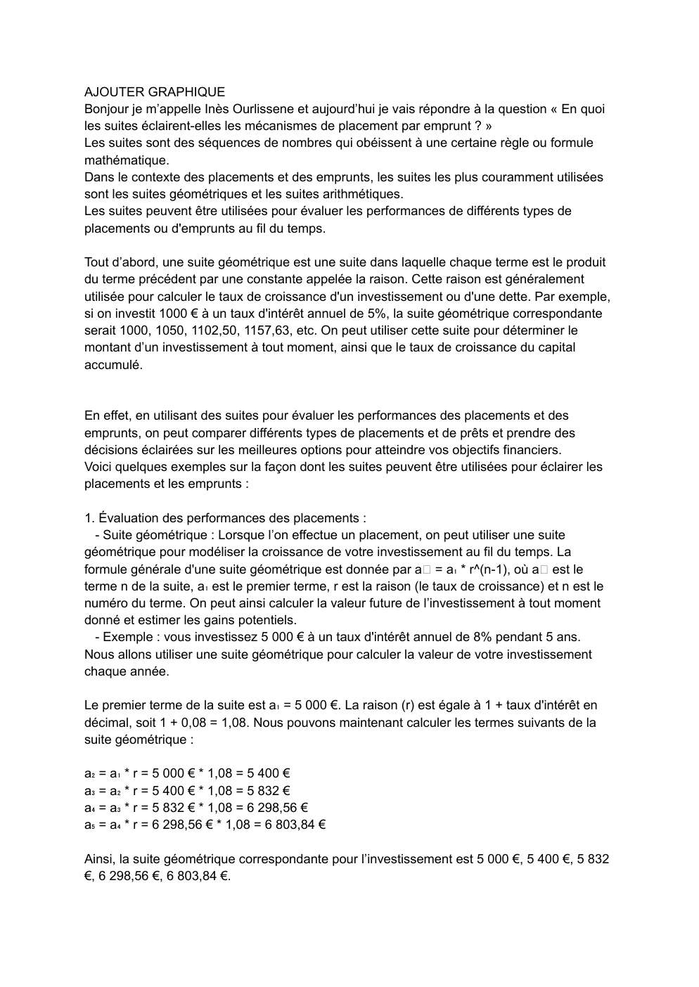 Prévisualisation du document sujet maths « En quoi les suites éclairent-elles les mécanismes de placement par emprunt ? »