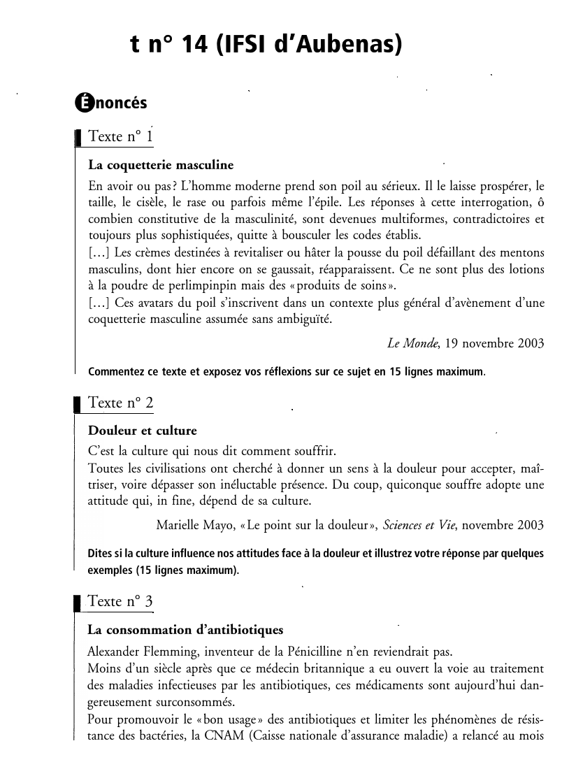 Prévisualisation du document Sujet n ° 14 (IFSI d'Aubenas)