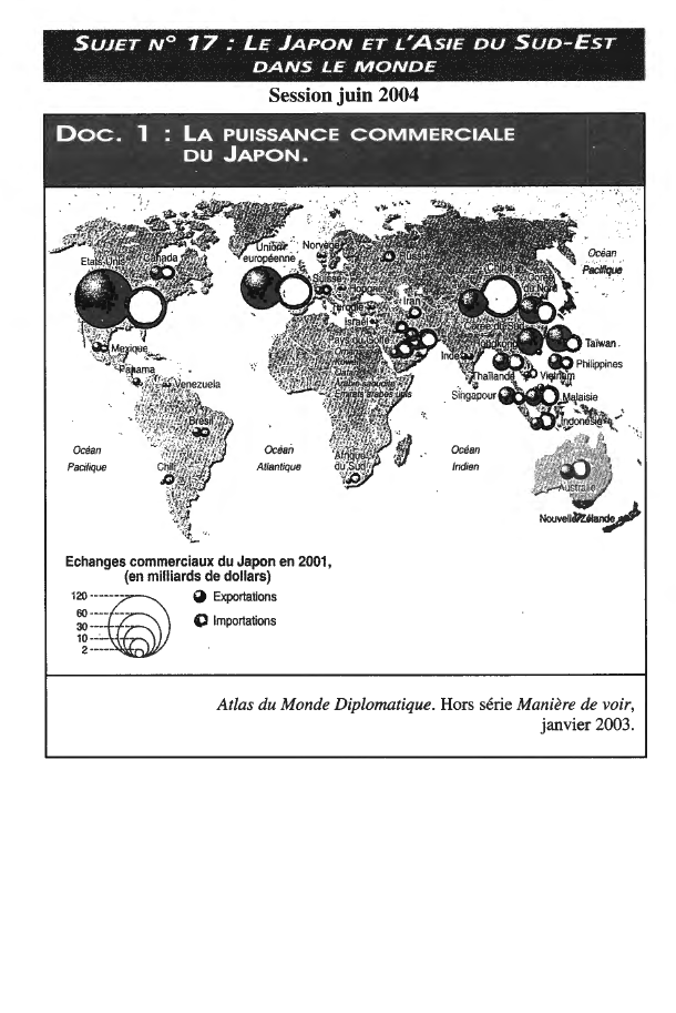 Prévisualisation du document SUJET N°

17 :

LE JAPON ET L'ASIE DU SUD-EST
DANS LE MONDE

Session juin 2004

Océan

Océan

Pacifique

indien...