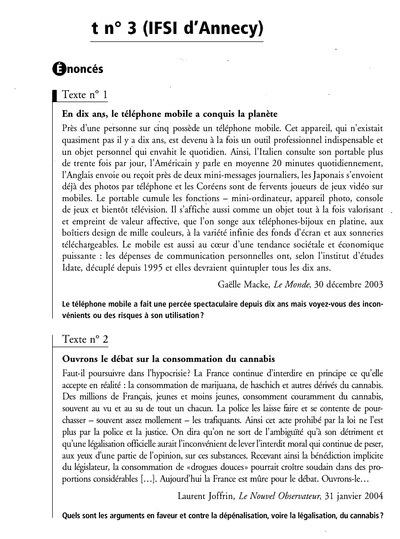 Prévisualisation du document Sujet n° 3 (IFSI d'Annecy)