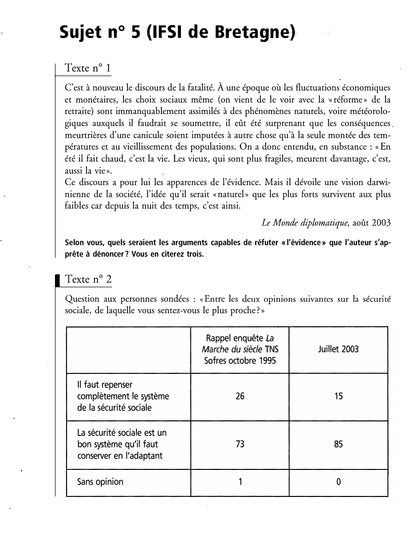 Prévisualisation du document Sujet n° 5 (IFSI de Bretagne}