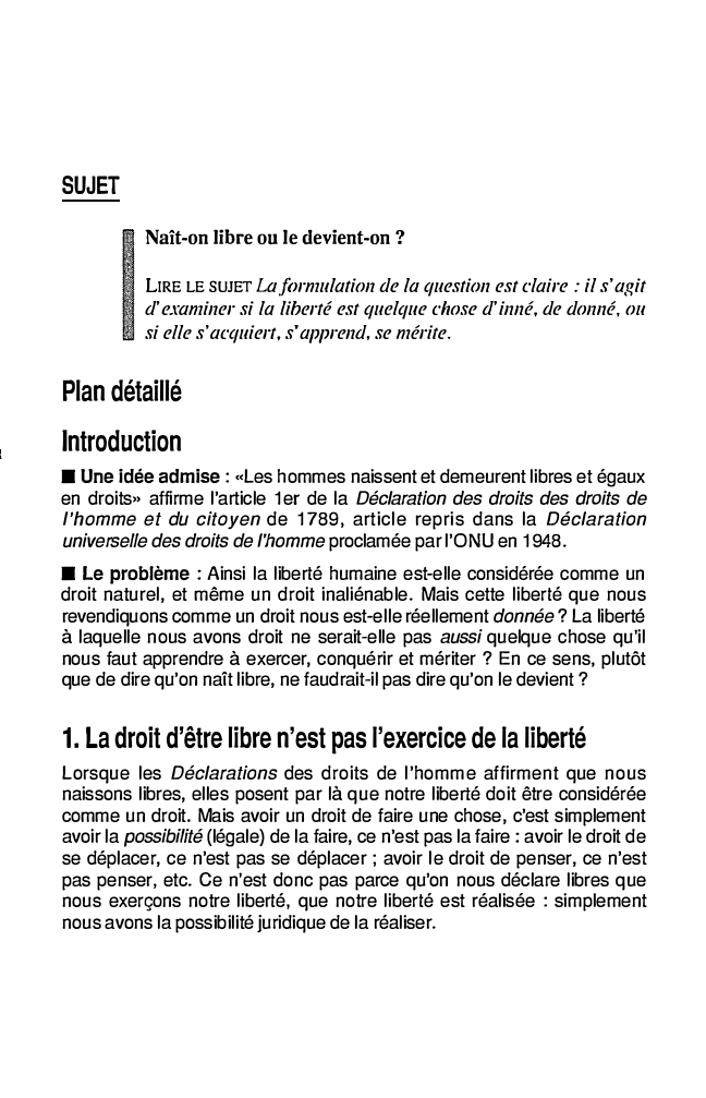 Prévisualisation du document SUJET: Naît-on libre ou le devient-on ?