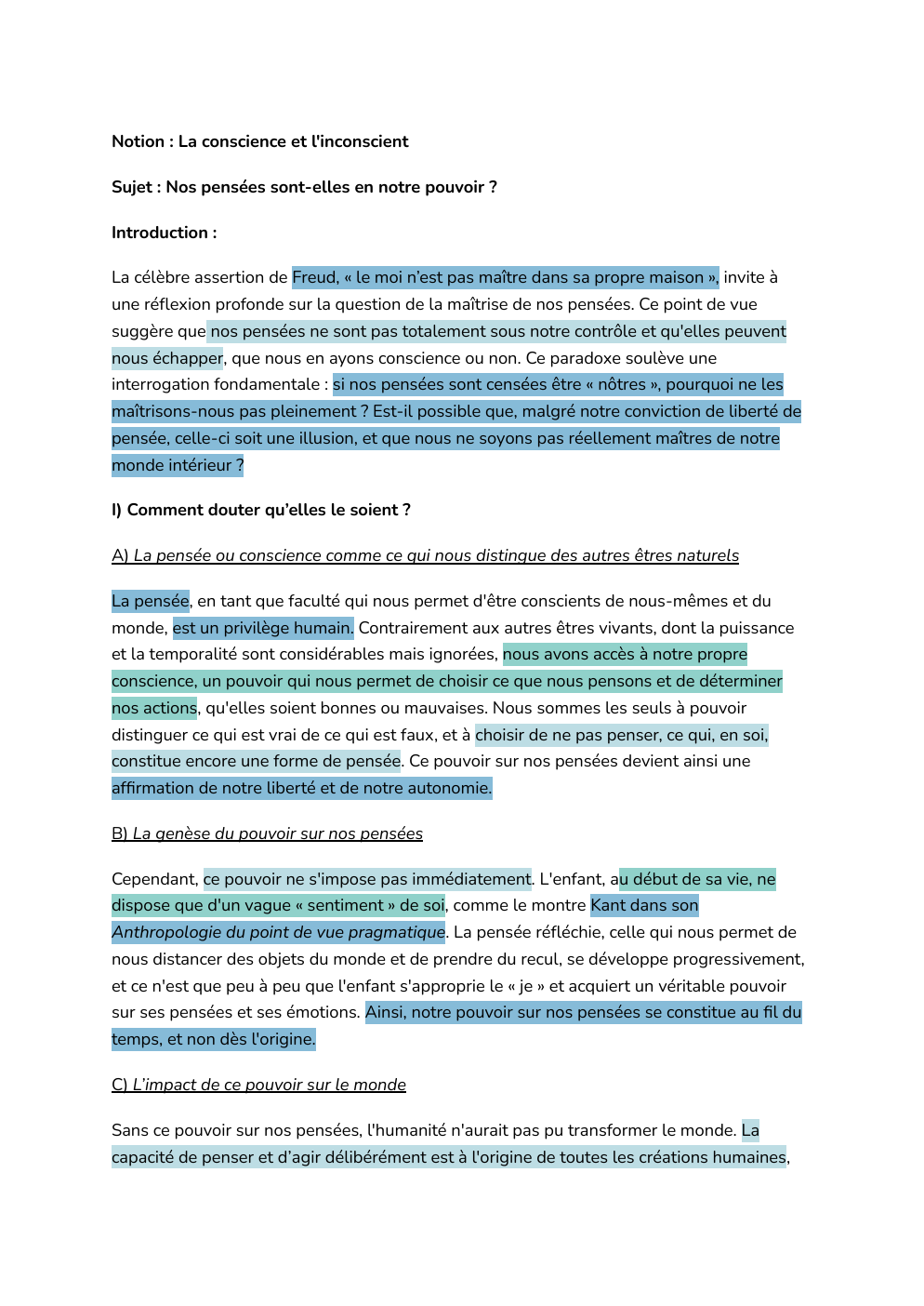 Prévisualisation du document Sujet : Nos pensées sont-elles en notre pouvoir ?