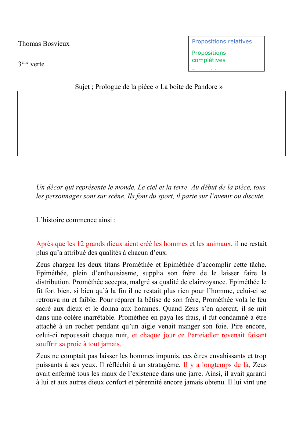 Prévisualisation du document Sujet ; Prologue de la pièce « La boîte de Pandore »