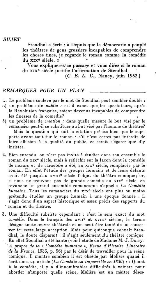 Prévisualisation du document SUJET

Stendhal a écrit :  insiste sur la nécessité )
. Ces ·diverses préoccupations de Stendhal permettent de cerner
le'prohlème...