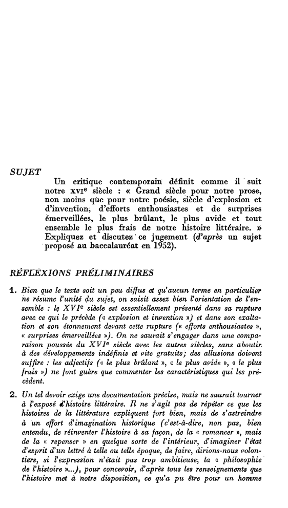 Prévisualisation du document SUJET

Un critique contemporain définit comme il · suit
notre xv1 e siècle : « Grand siècle pour notre prose,...