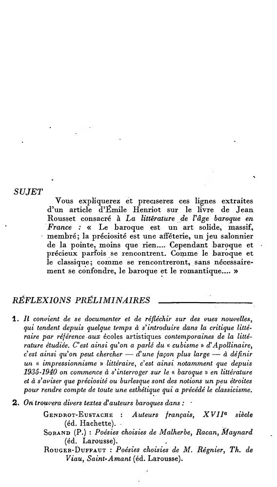 Prévisualisation du document SUJET

Vo�s expliquerez et prec1serez ces lignes extraites
d'un article d'Émile Henriot sur le livre de Jean
Rousset consacré à...