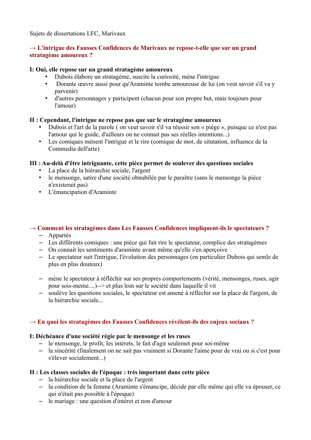 Prévisualisation du document Sujets de dissertations LFC, Marivaux