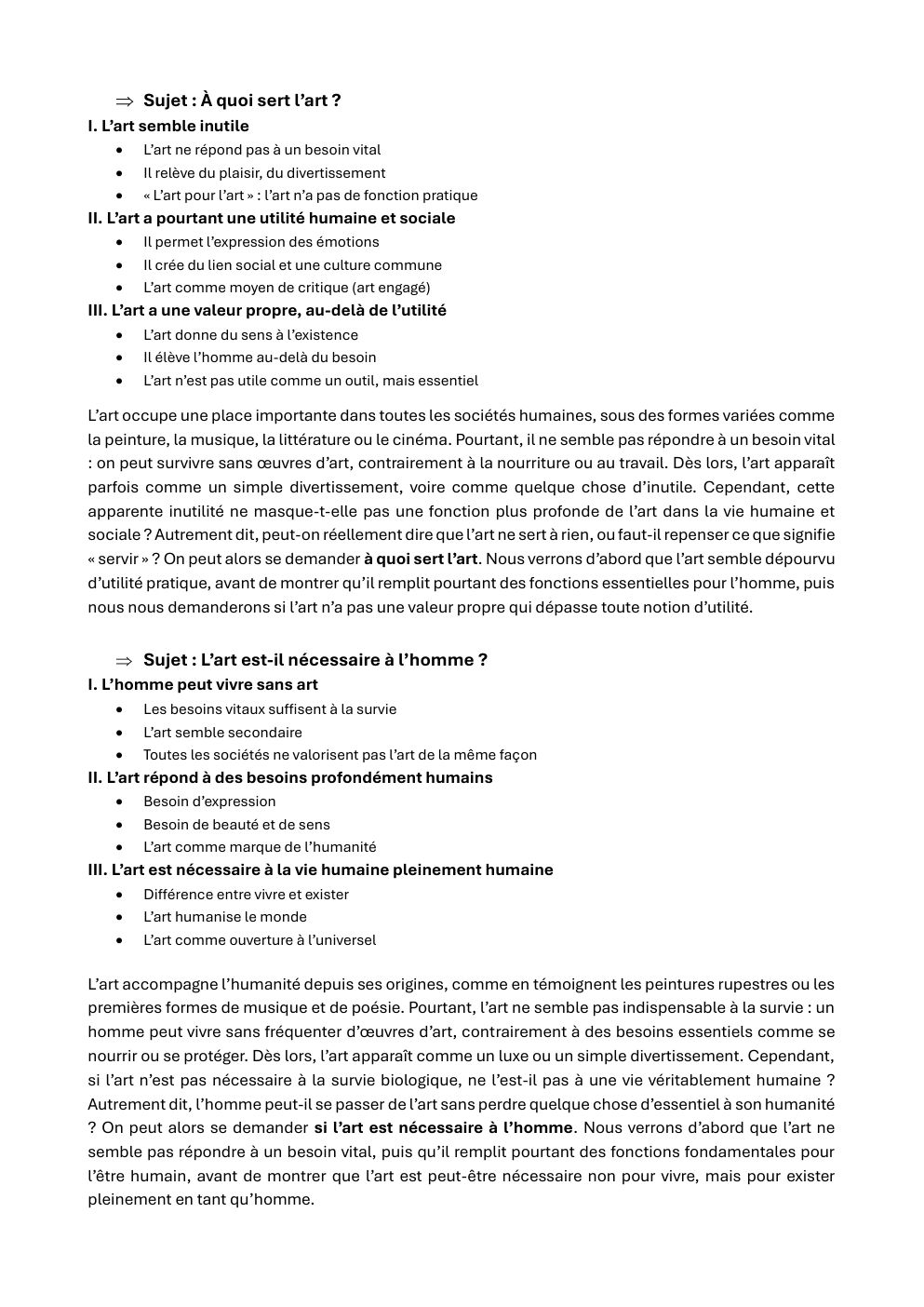 Prévisualisation du document Sujets possibles philosophie