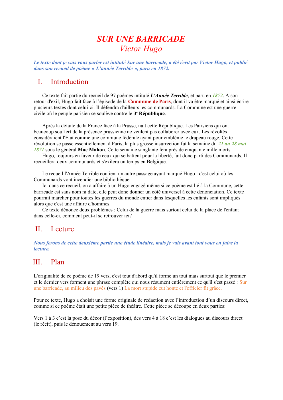 Prévisualisation du document Sur une barricade