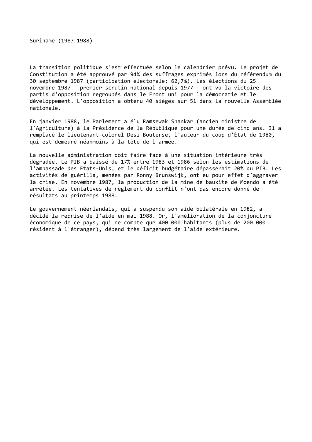 Prévisualisation du document Suriname (1987-1988)